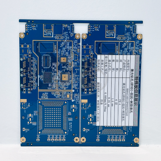 6-Layer 1-Stage HDI Controlled Impedance PCB with Laser Drilling