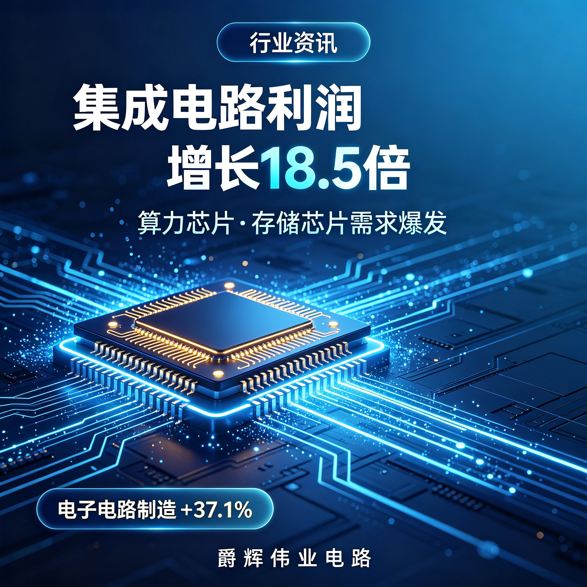 算力芯片、存储芯片需求爆发，1—7 月集成电路行业利润同比增长 18.5 倍，电子电路制造增 37.1%